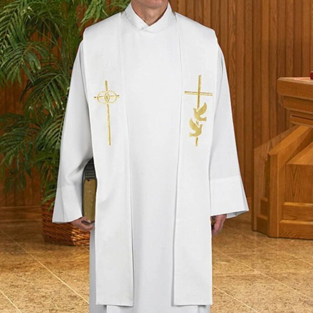 NEW Christian Brands R.J. Toomey White Gold Overlay Traditional Clergy Stole